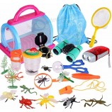 25 PCS Kit d’exploration de la nature et kit d’attrape-insectes avec jumelles, étui à bestioles, insectes, lampe de poche jouets d’extérieur cadeau pour les enfants