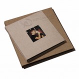 Álbum de fotos autoadhesivo de lino de boda personalizado2021 Nuevos productos decorados Álbum de madera de caja de fotos de madera vintage duraderaÁlbum de fotos con cubierta de c