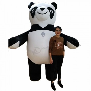 Riesiges aufblasbares Panda-Maskottchen-Kostüm aus Plüschmaterial für Werbung