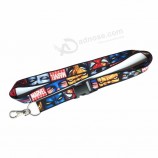 Longe personnalisée imprimée en polyester de vente chaude, longe personnalisée imprimée de dessin animé bricolage pour porte-carte en plastique