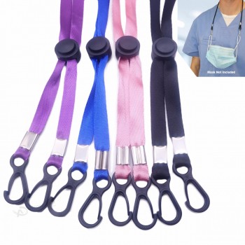 Vente en gros longueur réglable 4 couleurs polyester / nylon couvre-visage masquage longe porte-lunettes