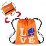 Mochila plegable Oxford Sports con cordón simple Bolsa de baloncesto personalizada Bolsa de poliéster impermeable recubierta de PU