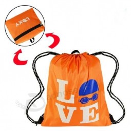 Mochila plegable Oxford Sports con cordón simple Bolsa de baloncesto personalizada Bolsa de poliéster impermeable recubierta de PU