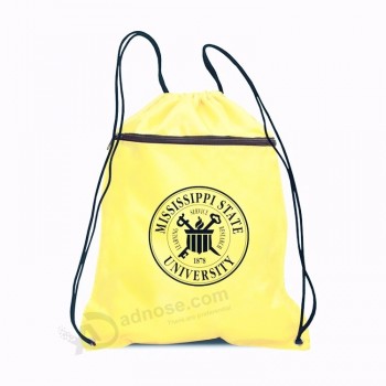 Fashion Custom Outdoor Bags Sport Drawstring Backpack with Front Zipper Pocket