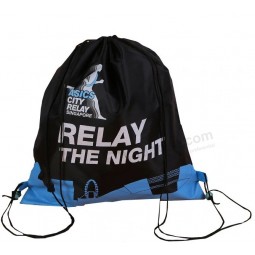 Logo personnalisé promotionnel 210d polyester cordon de serrage sac à dos simple