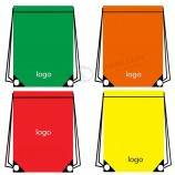 Bolsa con cordón Mochila de poliéster con cordón Diseño de borrador con estampado de logotipo