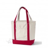 Bolso de lona de algodón estampado de 12 oz de tamaño estándar natural personalizado de dos tonos de grosor con bolsillo exterior