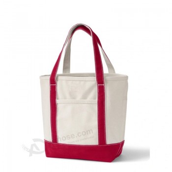 Sac fourre-tout en toile de coton imprimé personnalisé de taille standard deux tons d’épaisseur de 12 oz avec poche extérieure