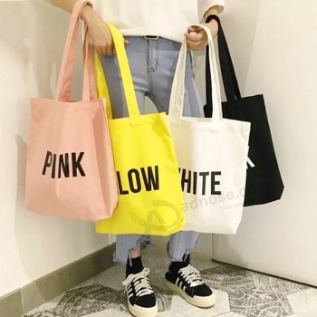 Commercio all'ingrosso Eco Friendly Canvas Tote Bag Blank Organic Cotton Tote Bags con logo stampato personalizzato