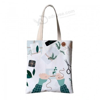 kundenspezifischer Druck Werbeartikel mit langem Griff Tote Shopper Kattun Baumwolle Canvas Einkaufstasche