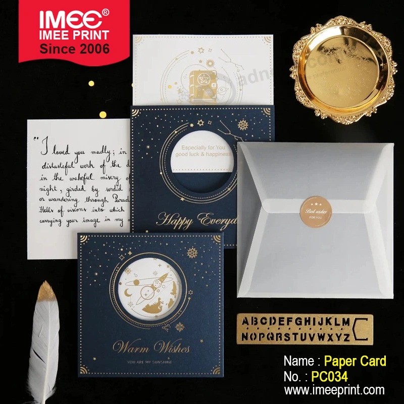 Imee Custom Silver Foil Gold Foil Birthday Thank You Business Invitation Greeting Paper Card