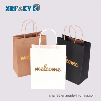 Moda personalizzata / Riciclabile modello stampato imballaggio bianco / nero / marrone sacchetti di carta kraft all'ingrosso / al dettaglio / alla rinfusa