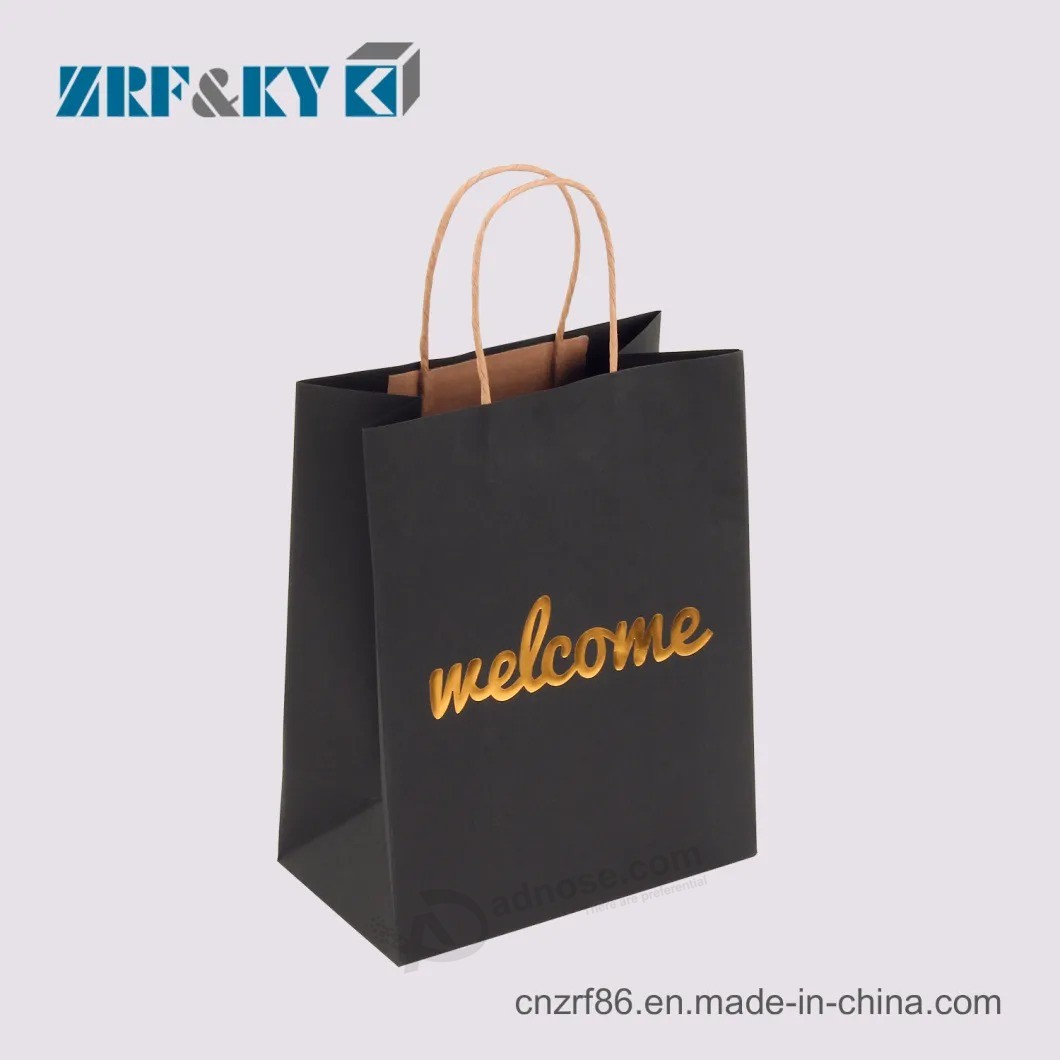 Custom Fashion/Recyclable Printed Pattern Packaging White/Black/Brown Kraft Paper Bags Wholesale/Retail/Bulk
