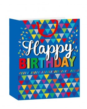 Bolsa de regalo Logotipo personalizado Impreso / reciclable Bolsa de regalo de papel de cumpleaños colorido