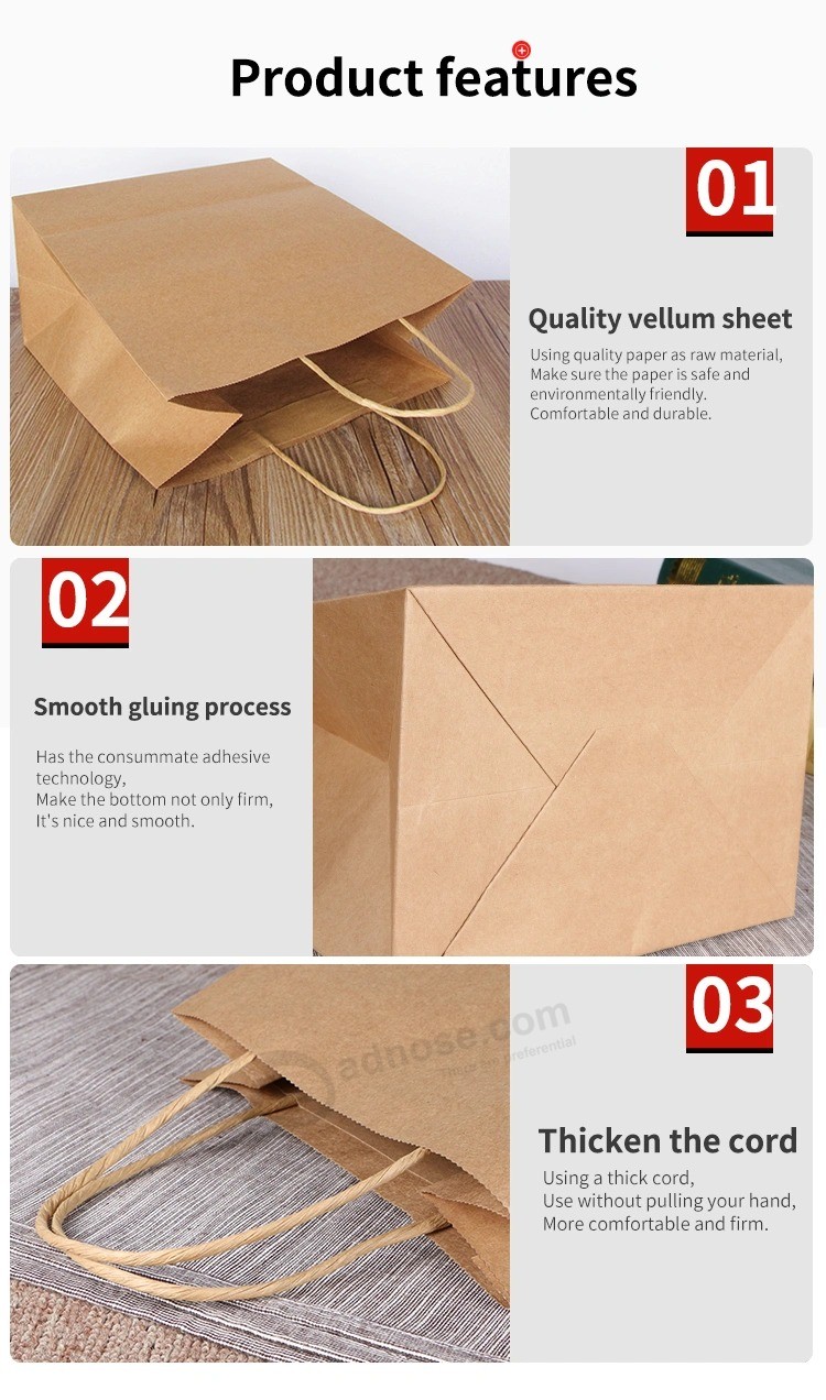 Eco=Friendly Kraft Paper Bag with Twisted Handle