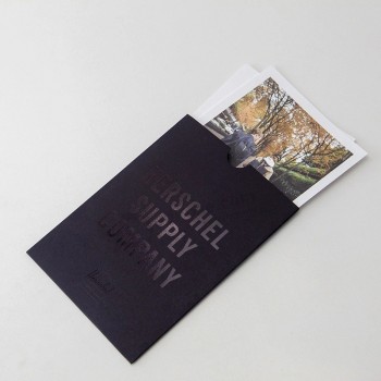 Sobre VIP de diseño personalizado negro impreso en UV
