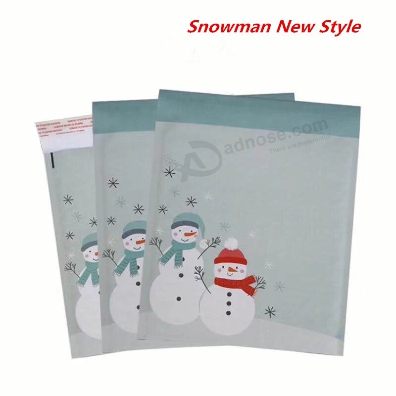 Custom Logo Printed Colorful Christmas Holiday Kraft Shipping Envelope with Bubble Wrap