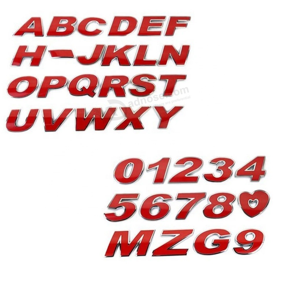 Metal 3D Car Alphabet Letter Number Sticker