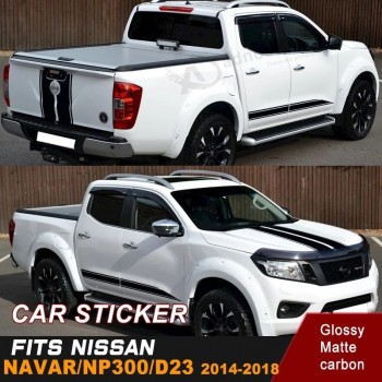 マッドサイドドアストライプレーシンググラフィックビニールピックアップカーステッカーキット2014-2020 Navara Np300