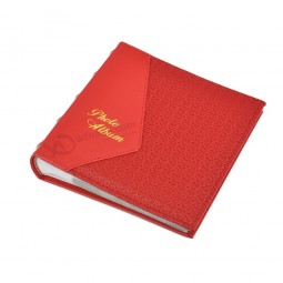 Álbum de fotos de portada roja de PU de lujo para recuerdos familiares