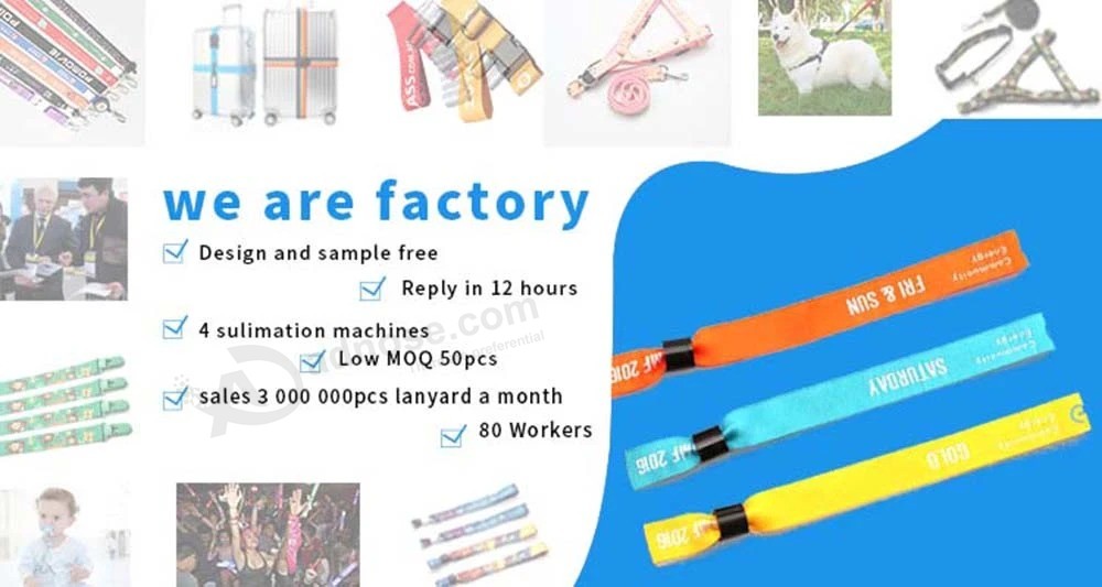 Factory Wholesale Promotional Gift Ribbon/Silicone/Elastic Wrist Band Woven Fabric Festival Wristband Event