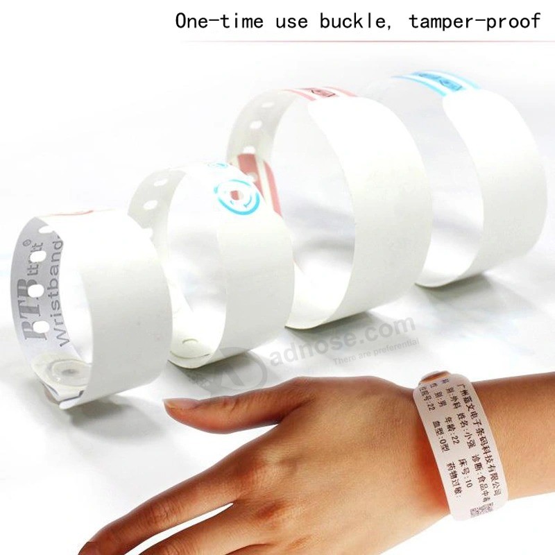 Printable Disposable Medical Wristband with Plastic Snap