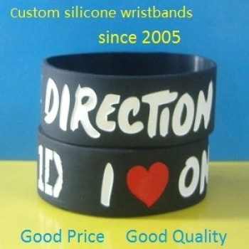 Custom 1 Inch Debossed Color Filled Silicone Wristband