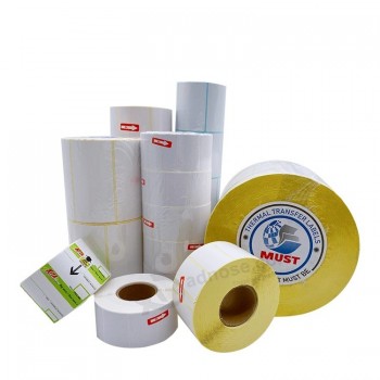 Étiquettes thermiques pré-imprimées thermosoudables Rouleau de papier d’étiquettes thermiques à code-barres direct