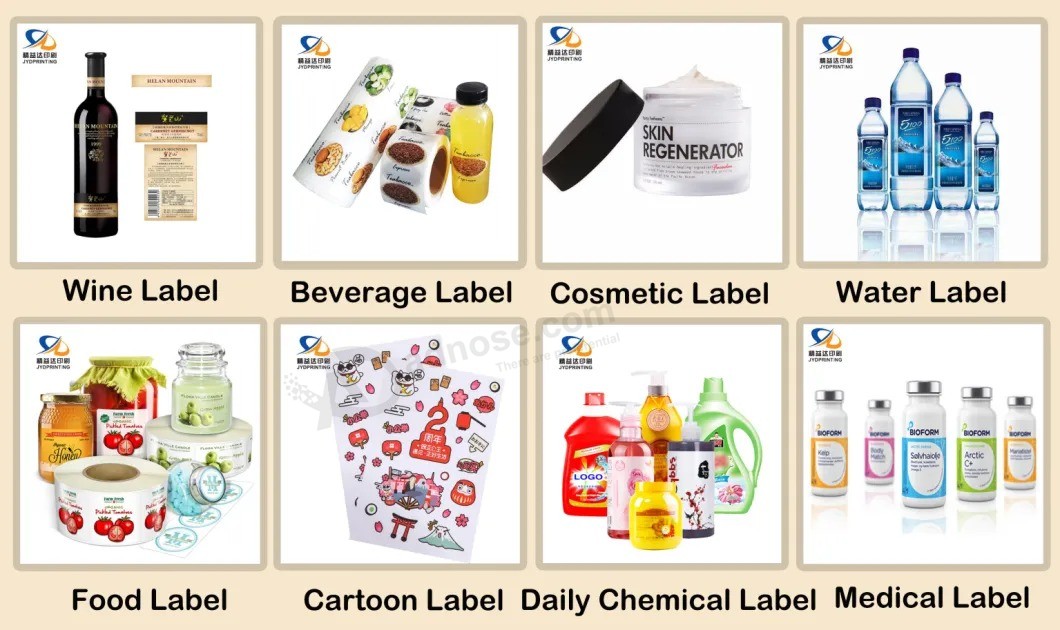Colored Printing Strong Adhesive Waterproof Custom Cosmetic Jar Labels