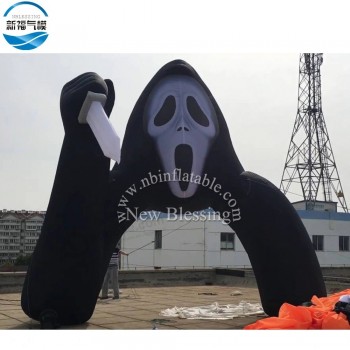 Gekke Afschuwelijke Aangepaste Spookhoofd Opblaasbare Halloween Boogdecoratie