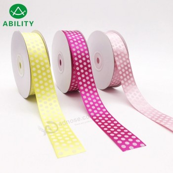 Vente chaude populaire DOT imprimé ruban de satin de polyester