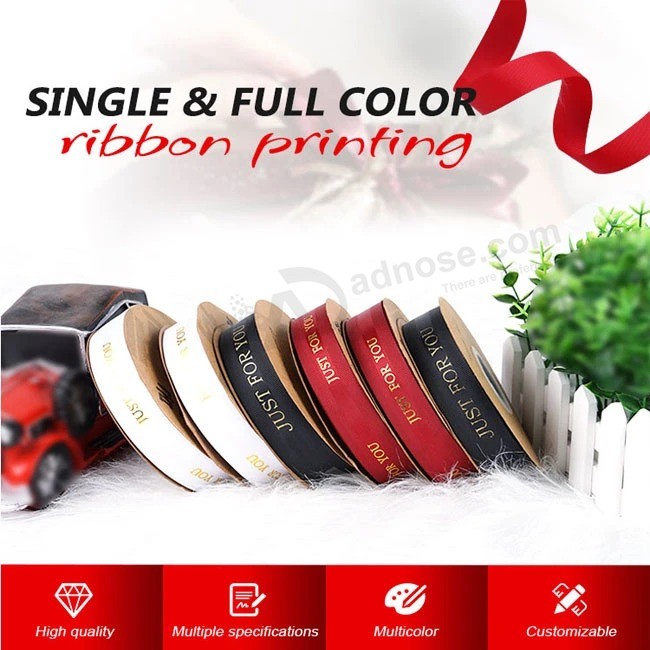 Wholesale Custom Printed Silk Organza Gift Ribbon Satin Ribbon Tape Cintas Grosgrain Cotton Ribbon with Logo