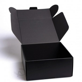 Logo d’impression de taille personnalisée pliage noir épaissi Aspirateur ondulé Emballage en papier Carton Expédition Livraison Boîte en carton avec logo