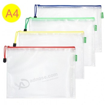 PVC transparente A4 Papelería Bolígrafo Lápiz Organizador de libros Almacenamiento de viajes Ziplock portátil Suministros de oficina Estudiante de trabajo Bolsa de archivo de docum