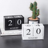 Blocs de bureau en bois faits à la main calendrier perpétuel pour la décoration du bureau à domicile