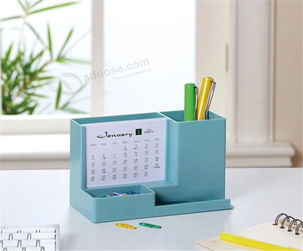 Creative Multi-Function Plastic Calendar with Pen Holder and Organizer
