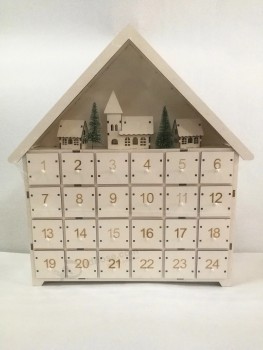 Houten kalender countdown kerst partij decoratie 24 lades met LED-licht