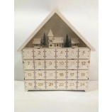 Wooden Calendar Countdown Christmas Party Decoration 24 Drawers with LED Light
