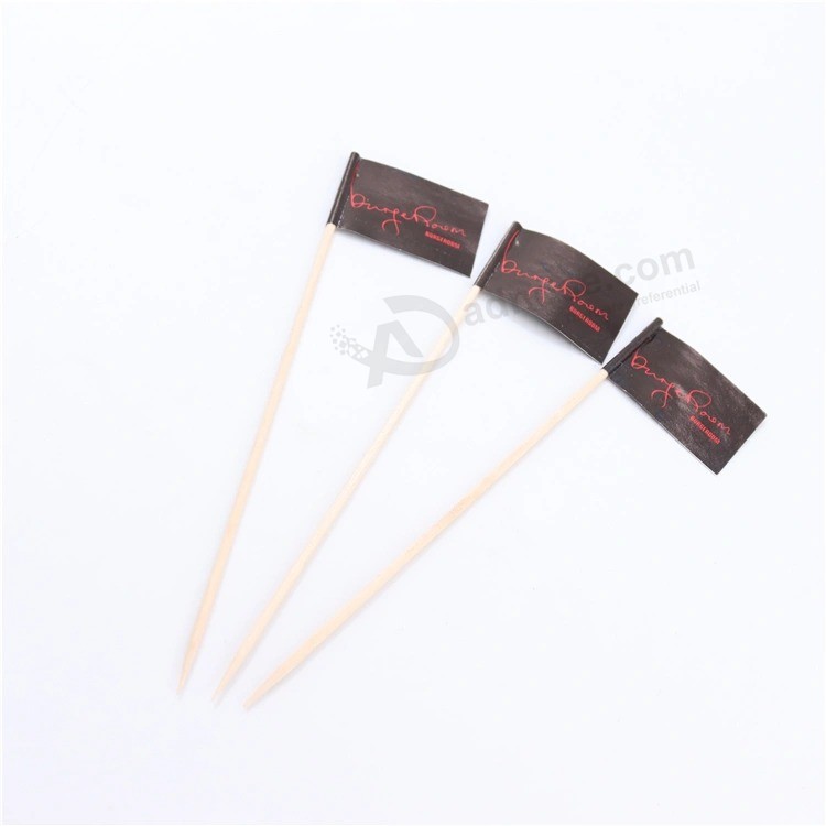 65mm Wooden Food Brand Toothpick Paper Flag