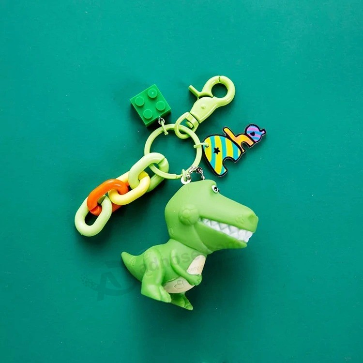 Custom Doll Toy Story Cute Plastic Keychain Metal Dinosaur Keyring for Children