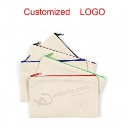 Borsa cosmetica in tela di cotone con logo personalizzato con cerniera