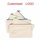 Customized Logo Cotton Canvas Cosmetic Bag with Zipper