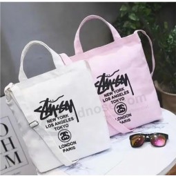 定制标志 粉色 白色 女士 定制 棉帆布 手提袋