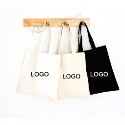 卸売プロモーション再利用可能なエコフレンドリープレーンカスタムロゴショッピングトートコットンキャンバスバッグ