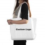 Bolsa de mano promocional personalizada, lienzo de comestibles de compras no tejido PP, hombro de algodón orgánico, bolsa de regalo con logotipo personalizado