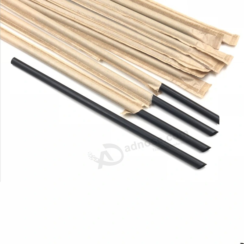 Logo Customize 100% Biodegradable Non Plastic Drinking Straw PP Straws with Paper Wrap