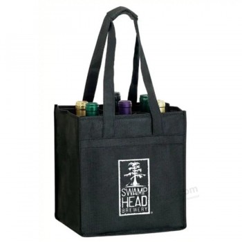 Bolsa de mano promocional personalizada para botellas de vino no tejidas