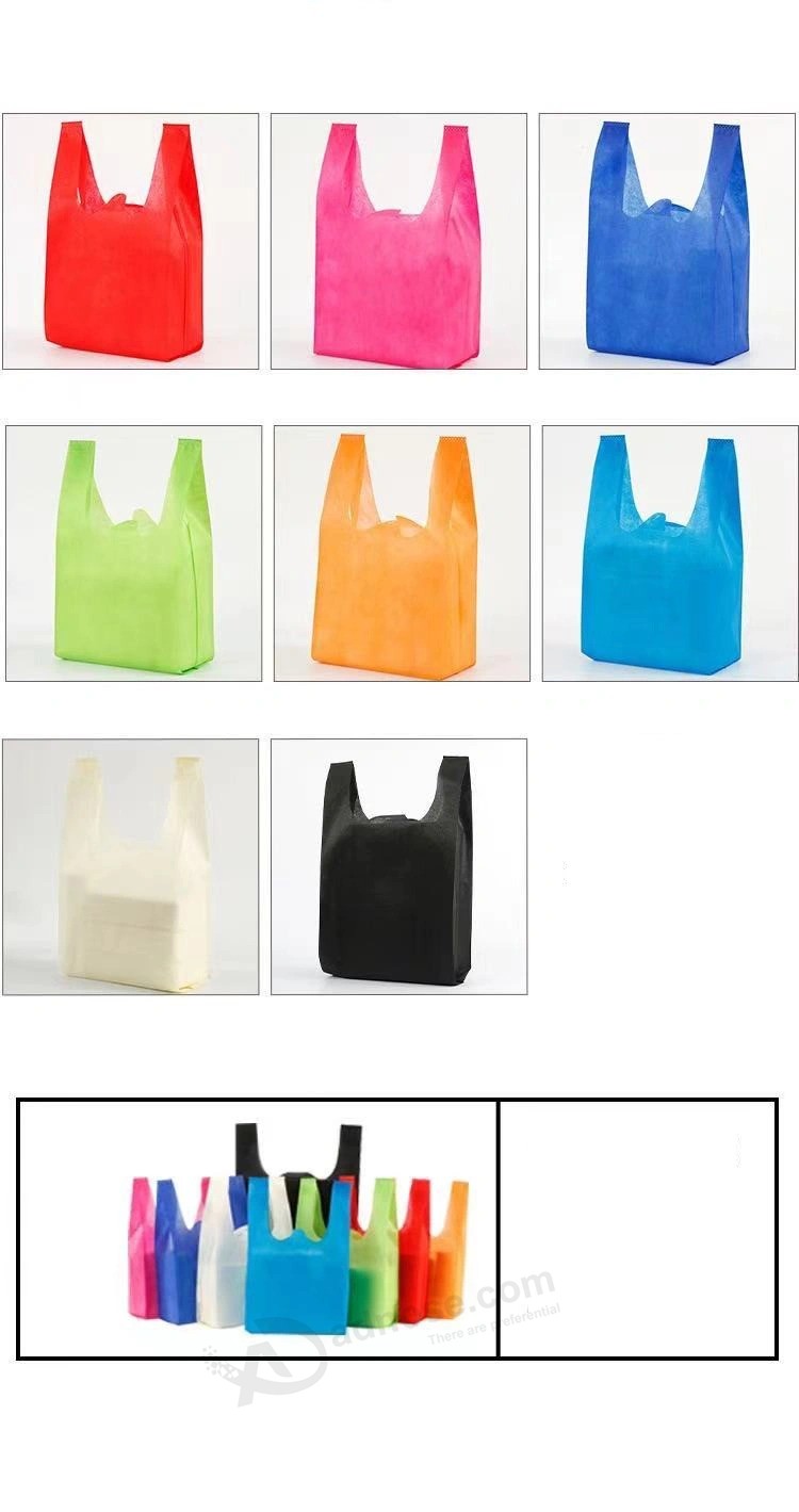 Cheap Eco-Friendly Reusable Vest PP Non Woven Bag Supermarket Tote Grocery Shopping Carry Gift Handbags for Sale