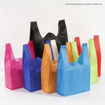 Pas cher respectueux de l’environnement réutilisable gilet PP non tissé sac supermarché fourre-tout épicerie porter des sacs à main cadeaux à vendre