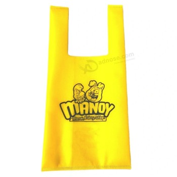 高品質のカスタムロゴエコフレンドリーショッピング不織布Tシャツバッグ